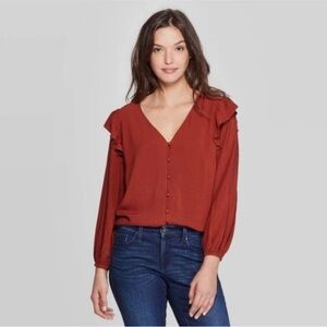 Rust colored button down shirt size Large